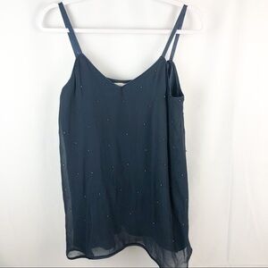 ZARA Basic Blue Beaded Lined Tank Top. EUC.